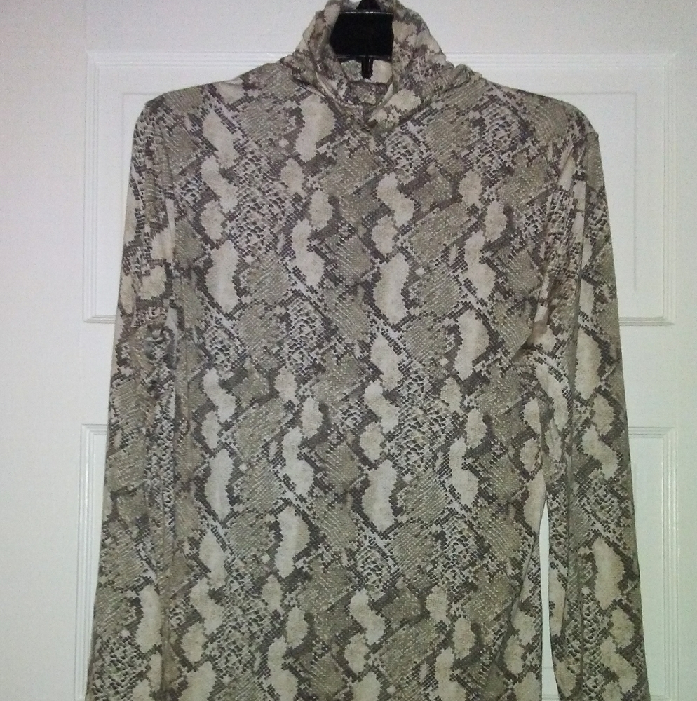 Snakeskin Print Turtleneck